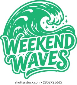 Weekend Waves Surf Lifestyle Vector T Shirt Design