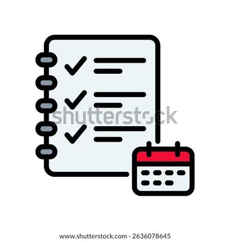 Weekly Agenda. Icon Lineal Color Vector Illustration