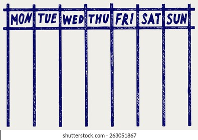 Weekly calendar. Doodle style
