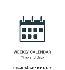 Weekly calendar glyph icon vector on white background. Flat vector weekly calendar icon symbol sign from modern time and date collection for mobile concept and web apps design.