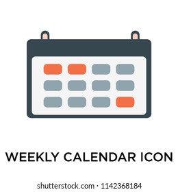 Weekly calendar icon vector isolated on white background for your web and mobile app design, Weekly calendar logo concept