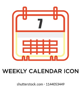 Weekly calendar icon vector isolated on white background for your web and mobile app design, Weekly calendar logo concept