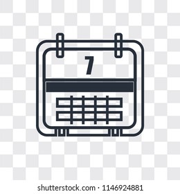 Weekly calendar vector icon isolated on transparent background, Weekly calendar logo concept