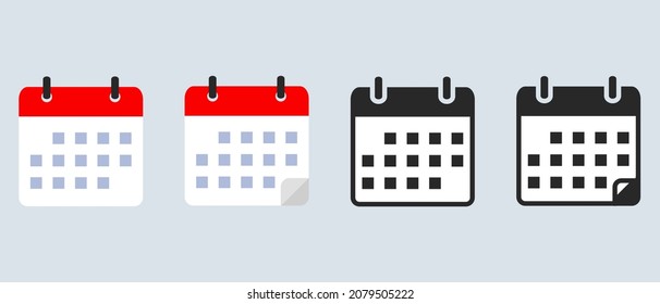 Weekly calendar vector icons set. Calendar symbol for apps and website in flat style
