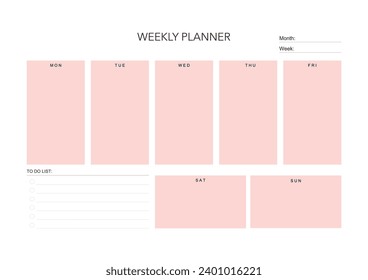 Weekly challenge plan, minimalistic daily, weekly planner printable template. habit, workout planning and to do list. printable planner, digital planner. A4 and letter size. Vector template. EPS 10