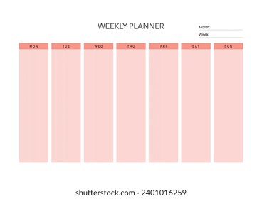 Weekly challenge plan, minimalistic daily, weekly planner printable template. habit, workout planning and to do list. printable planner, digital planner. A4 and letter size. Vector template. EPS 10