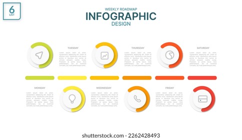 Weekly charts infographic design in simple concept. colorful chart for your business data presentation in chart bar. suitable for your data, graphic resources. Editable eps format.