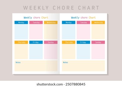 Weekly chore Chart sheet interior design