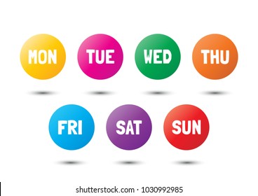 weekly colorful icons, vector design elements
