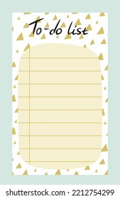 Weekly or daily planner. Abstract to do list with geometric shape, triangle and vintage space for text. Design element for social networks. Cartoon flat vector illustration isolated on gray background
