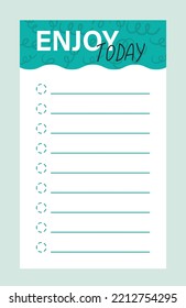 Weekly or daily planner. Blank paper for notes or reminders. Organizer for effective time management. Design element for personal diary. Cartoon flat vector illustration isolated on gray background