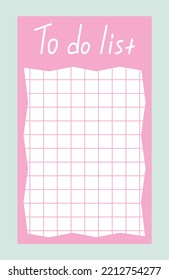 Weekly or daily planner. Pink checkered organizer with frame and space for text. Schedule or to do list. Design element for personal diary. Cartoon flat vector illustration isolated on gray background