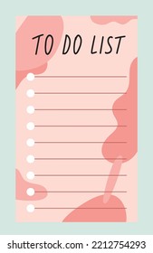 Weekly or daily planner. Pink to do list with abstract shapes and inscription. Efficiency and Productivity. Design element for printing. Cartoon flat vector illustration isolated on gray background