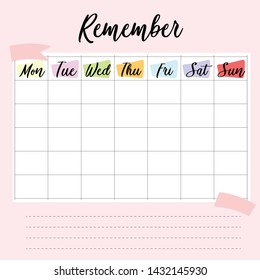 Weekly and daily planner, Vector design.