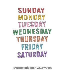 Weekly day word comic style vector illustration