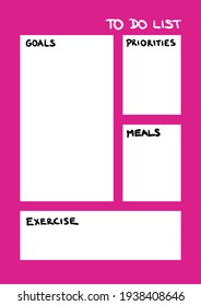 Weekly To Do List Goals, Priorities, Exercise