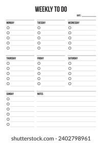 Weekly To Do List, planner checklist