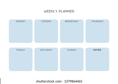 Weekly empty schedule, planner template universal and classic