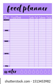  Weekly food planner, comfortable planner for organiser. Concept of healthy eating, loosing weight. 
