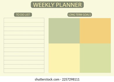Weekly goal tracker for business and personal life.