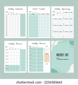 Weekly Life Planner. Collection of weekly planners for life and business.vector illustration