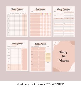 Weekly Life Planner. Collection of weekly planners for life and business.vector illustration