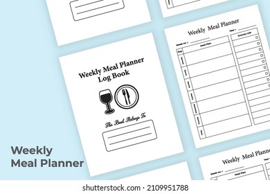 Weekly meal planner interior. interior log book. Weekly meal planner template. Grocery list template. interior meal planner notebook. Weekly grocery list log book.