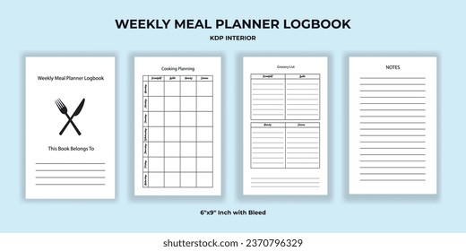 Weekly Meal Planner Log book KDP Interior