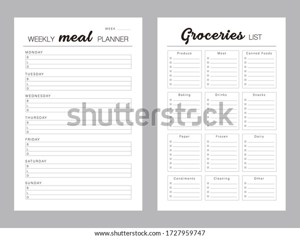 Weekly Meal Plan Template With Grocery List from image.shutterstock.com