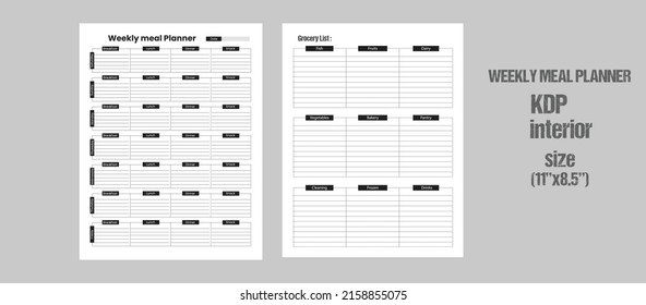 Weekly Meal Planner template KDP interior