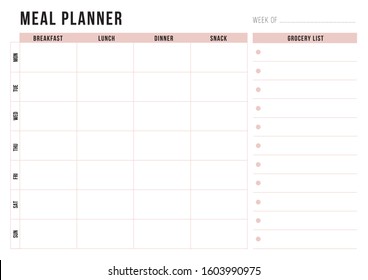 Weekly Meal Planner , Template ,  Vector