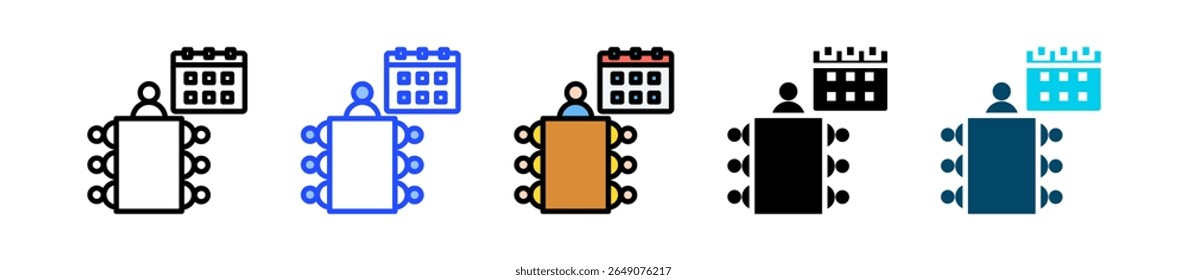 Colección semanal del icono de la reunión con los estilos múltiples