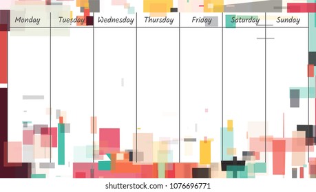 Weekly memo planner template illustration. Geometric shape abstract background.