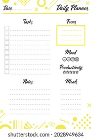 Weekly Mini Planner Yellow Color Memphis Style