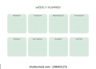 Weekly organize, schedule, basis planner template universal and classic