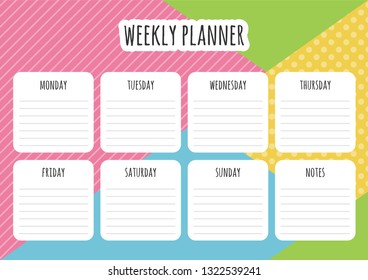 Weekly Organizer Planner Geometrical Background Vector Stock Vector ...