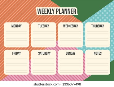 Weekly organizer - planner with geometrical background. Vector