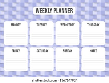 Weekly organizer - planner with modern abstract background. Vector