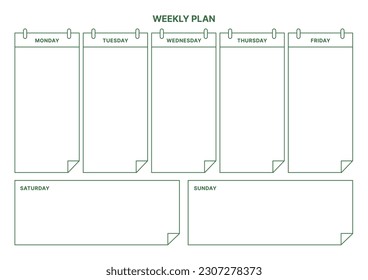 Una plantilla de diseño semanal de un estilo moderno, sencillo y minimalista. Ilustración de plantilla de documento de planificador, de notas, de programadores, de diarios, de calendarios y de planificadores.