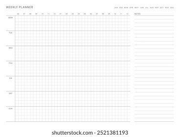 Una Plantilla de diseño de Plan semanal en un estilo moderno, simple y minimalista. Nota, planificador, diario, calendario, planificador ilustración de Plantilla de documentos.