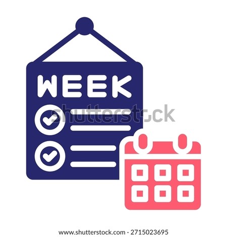 Weekly Plan Icon Color Fill Style Vector Illustration