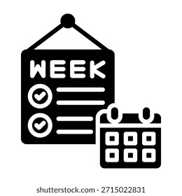 Ilustración vectorial de estilo de glifo de icono de Plan semanal
