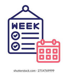 Icono de Plan semanal Línea Color Estilo Ilustración vectorial