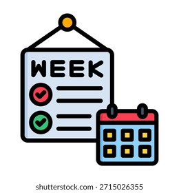 Icono de Plan semanal Ilustración vectorial de estilo de color lineal