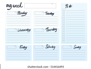 weekly planer blank template