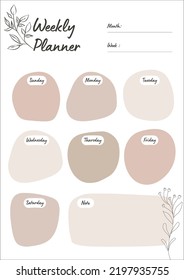 weekly planner in A4 size easy to print one page and easy to use to organise your week with minimal layout in neutral colours simple  nice look can use it with annual and daily planner 