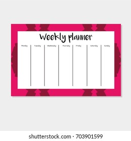 Weekly Planner in Arabic Style with Tribal Pattern. Perfect for Print, Template, to do list. Vector isolated illustration