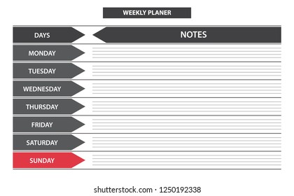 Weekly planner arrangement of schedule task