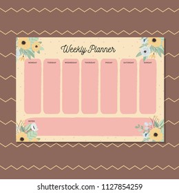 weekly planner with beautiful floral background