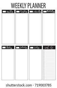 Weekly Planner Blank Template Stock Vector (Royalty Free) 719003785 ...